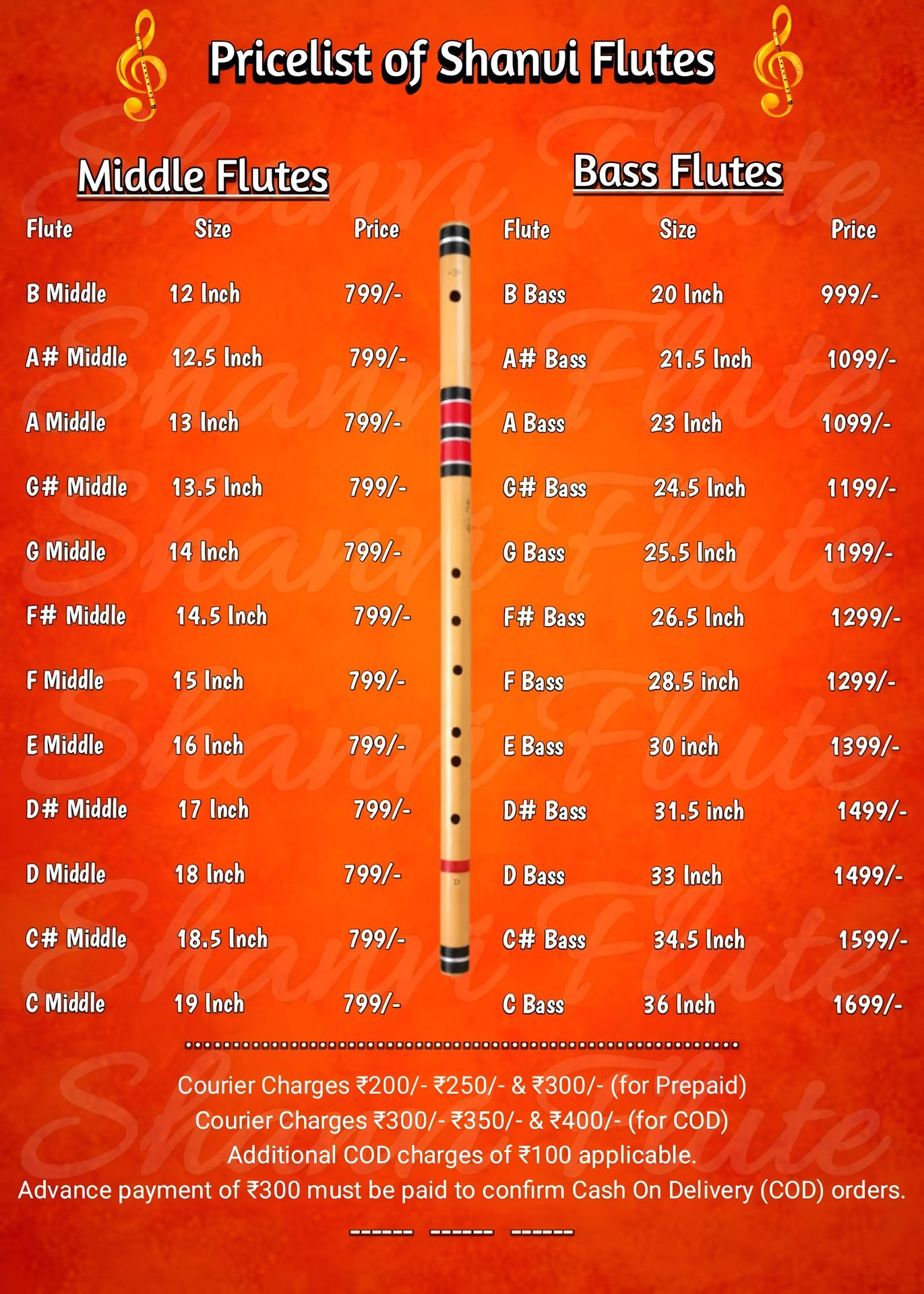 Shanvi Flutes Price List